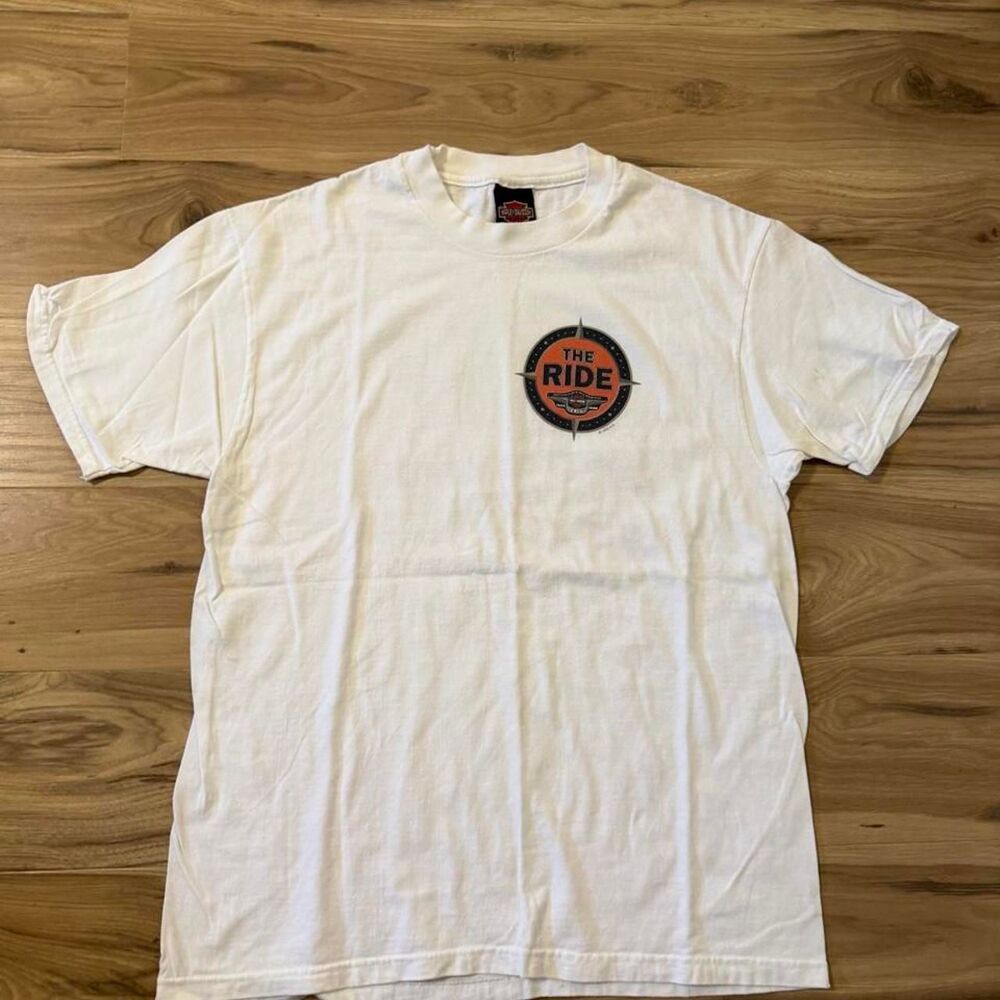 Vintage 1998 Harley Davidson The Ride white graphic tee size large